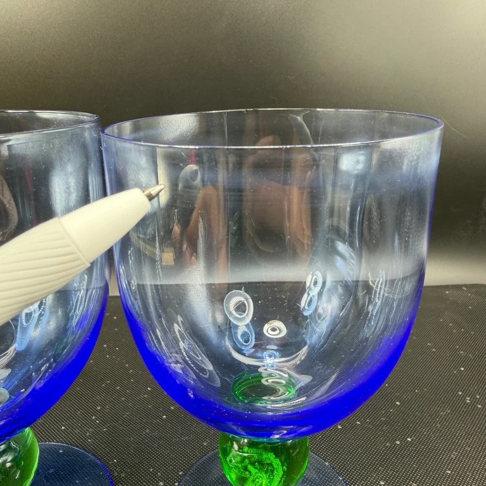 Royal Doulton Carmina Cups GobletsBarware Brandy‎ Snifters Green Ball Stem Set
